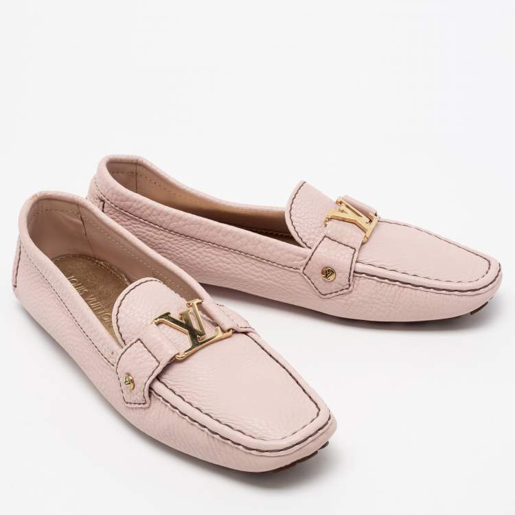 Pre Owned Louis Vuitton Pink Leather Monte Carlo Loafers Size 41