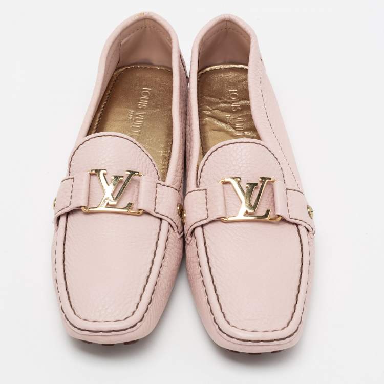 Pre Owned Louis Vuitton Pink Leather Monte Carlo Loafers Size 41