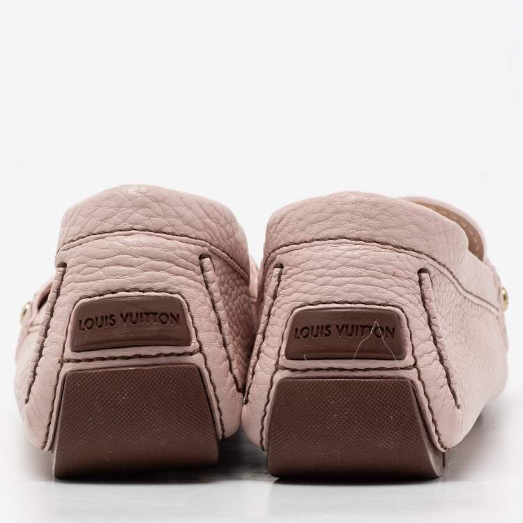 Pre Owned Louis Vuitton Pink Leather Monte Carlo Loafers Size 41