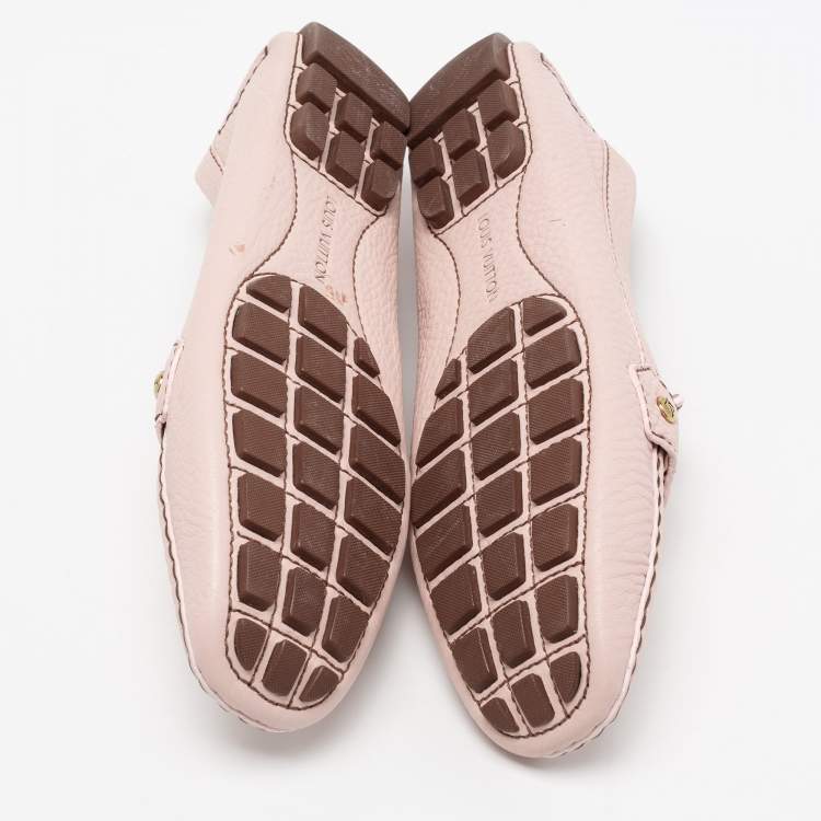 Pre Owned Louis Vuitton Pink Leather Monte Carlo Loafers Size 41