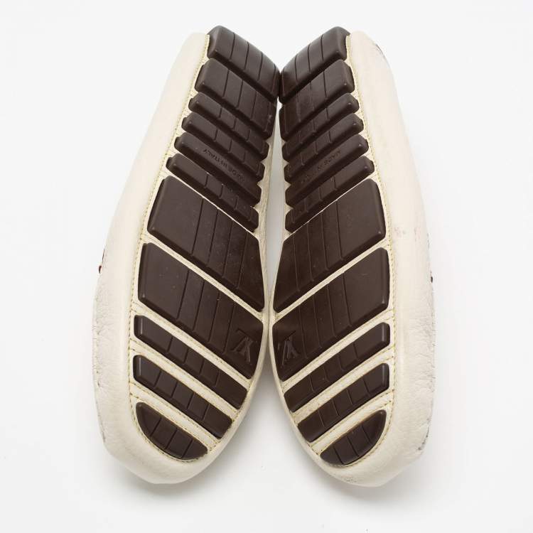 Pre Owned Louis Vuitton Off White Leather S Lock Slip On Loafers Size 40.5