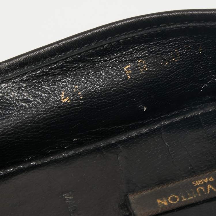 Pre Owned Louis Vuitton Black Leather Logo Embellished Ballet Flats Size 41