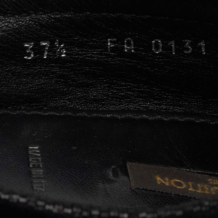 Pre Owned Louis Vuitton Black Glitter Suede Oxford Loafers Size 37.5