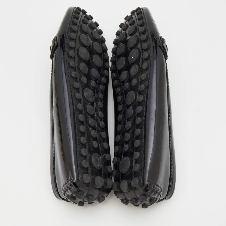 Pre Owned Louis Vuitton Black Patent Leather Oxford Slip On Loafers Size 38.5