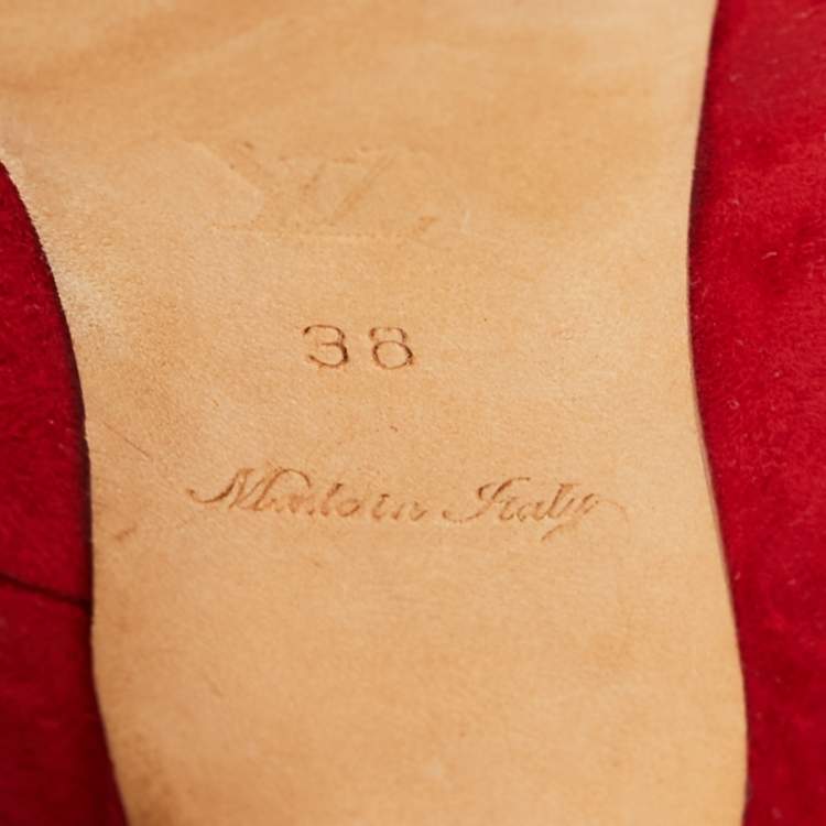 Pre Owned Louis Vuitton Red Suede Oh Really! Peep-Toe Pumps Size 38