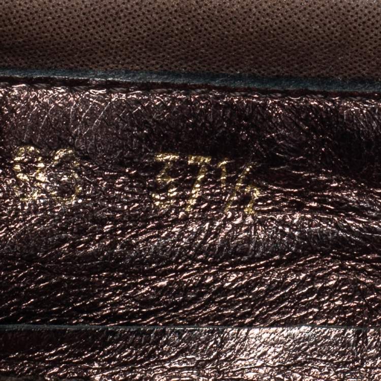 Pre Owned Louis Vuitton Brown Leather And Monogram Canvas Ballet Flats Size 37.5