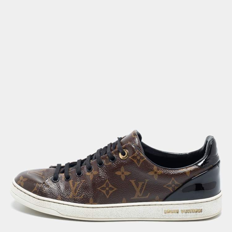 Louis Vuitton Brown Monogram Canvas and Black Patent Leather Frontrow Low  Top Sneakers Size 39.5 Louis Vuitton