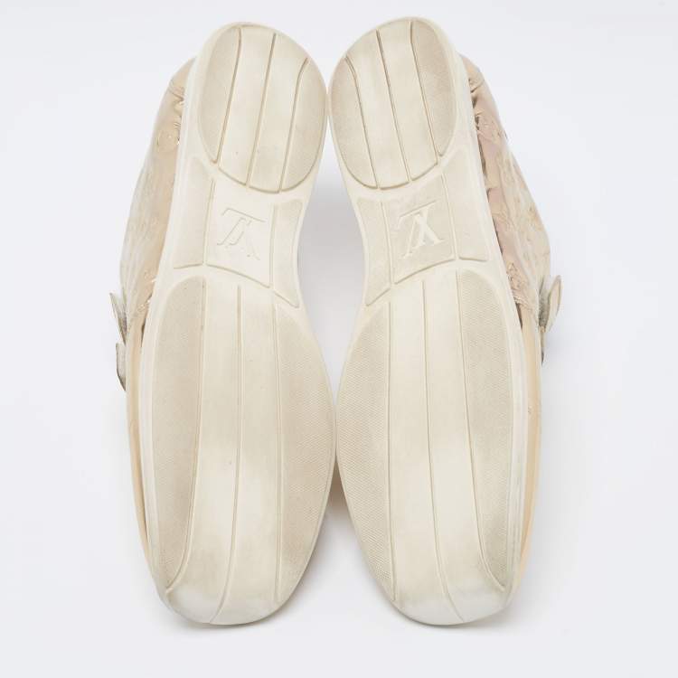 Pre Owned Louis Vuitton Metallic Gold Monogram Empreinte Leather Sneakers Size 40.5