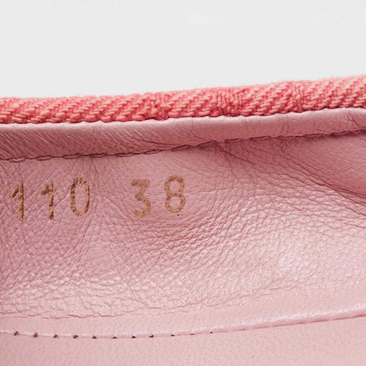 Pre Owned Louis Vuitton Pink Denim Buckle Scrunch Ballet Flats Size 38