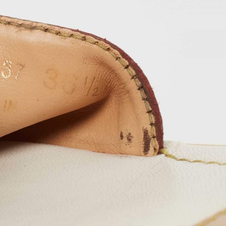 Pre Owned Louis Vuitton Multicolore Monogram Canvas and Leather Studded Flat Slides Size 36.5