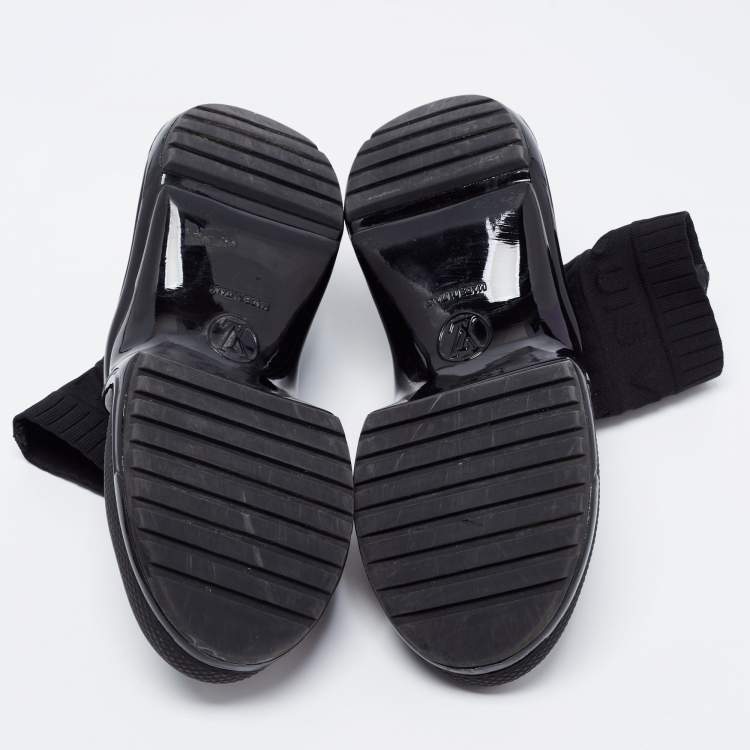 Pre Owned Louis Vuitton Black Knit Fabric  Sock Run Hight Top Sneakers Size 36.5