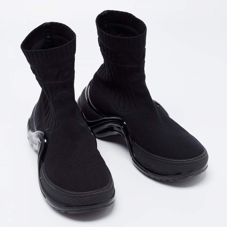 Pre Owned Louis Vuitton Black Knit Fabric  Sock Run Hight Top Sneakers Size 36.5