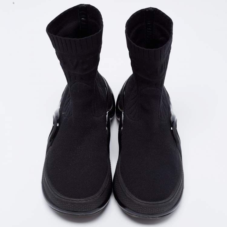 Pre Owned Louis Vuitton Black Knit Fabric  Sock Run Hight Top Sneakers Size 36.5
