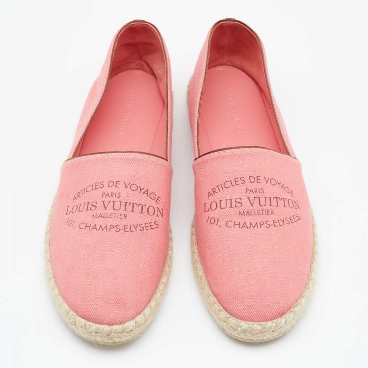 Pre Owned Louis Vuitton Pink Canvas Sunlight Espadrille Flats Size 41