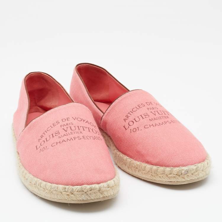 Pre Owned Louis Vuitton Pink Canvas Sunlight Espadrille Flats Size 41