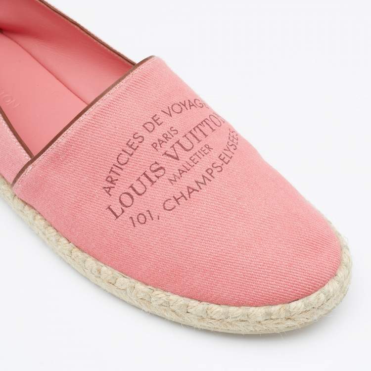Pre Owned Louis Vuitton Pink Canvas Sunlight Espadrille Flats Size 41