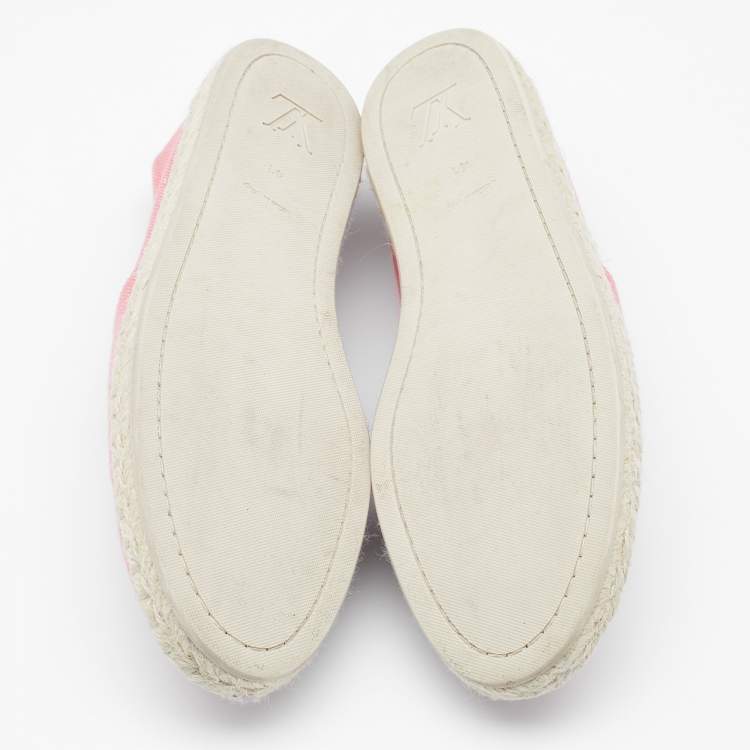 Pre Owned Louis Vuitton Pink Canvas Sunlight Espadrille Flats Size 41