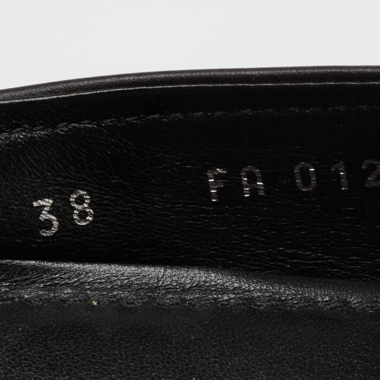 Pre Owned Louis Vuitton Black Leather Dauphine Flats Size 38