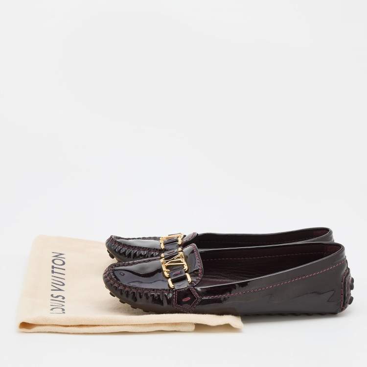 Pre Owned Louis Vuitton Amarante Patent Leather Oxford Slip On Loafers Size 37