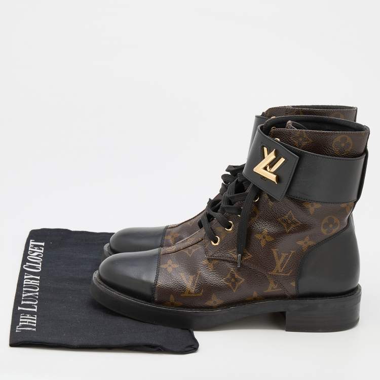 Pre Owned Louis Vuitton Monogram Canvas and Leather Wonderland Ranger Combat Boots Size 38