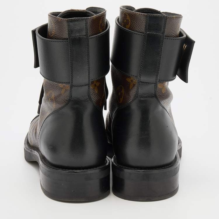 Pre Owned Louis Vuitton Monogram Canvas and Leather Wonderland Ranger Combat Boots Size 38