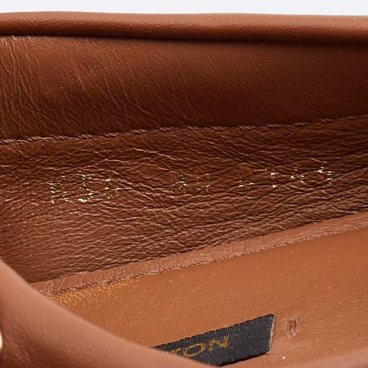 Pre Owned Louis Vuitton Brown Monogram Empreinte Leather Gloria Loafers Size 36