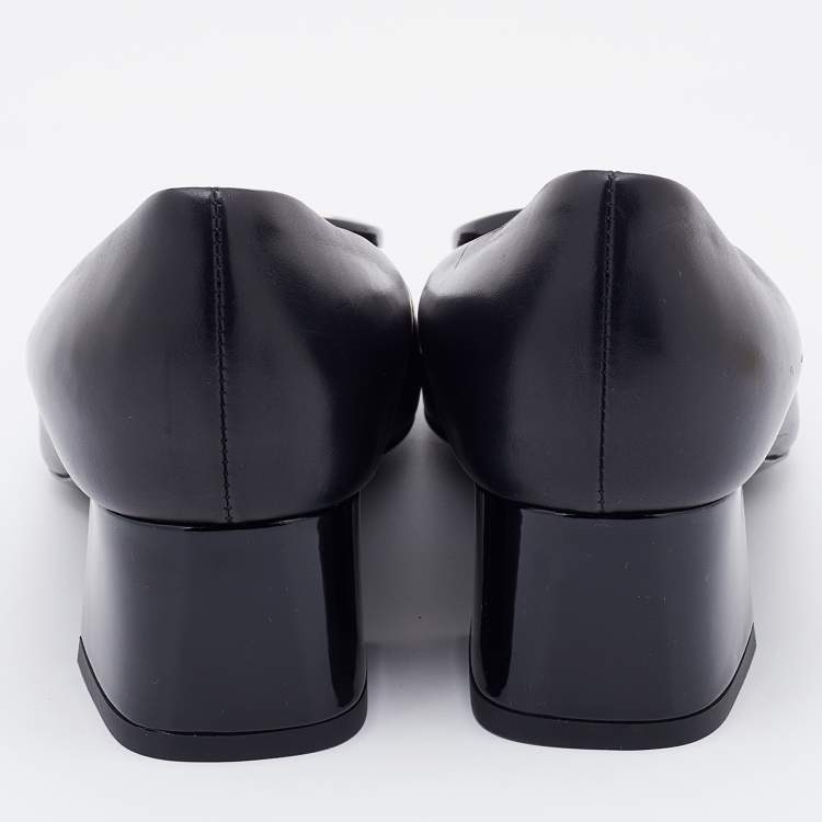 Pre Owned Louis Vuitton Black Leather Madeleine Block Heel Pumps Size 36