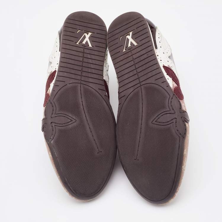 Pre Owned Louis Vuitton Cherry Monogram Mini Lin Canvas and Patent Leather Low Top Sneakers Size 40