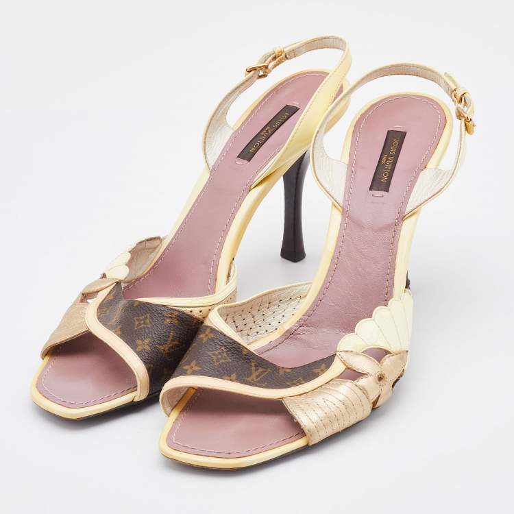 Louis Vuitton Monogram Canvas and Patent Leather Slingback Sandals Size 41  - ShopStyle