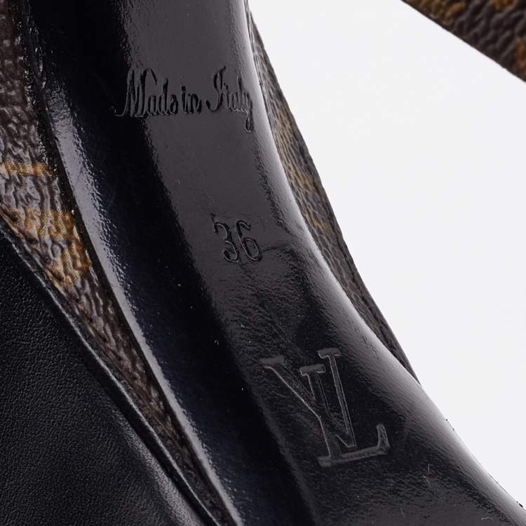 مملوكة مسبقًا Louis Vuitton Black Leather and Monogram Canvas Rodeo Queen Pumps Size 36