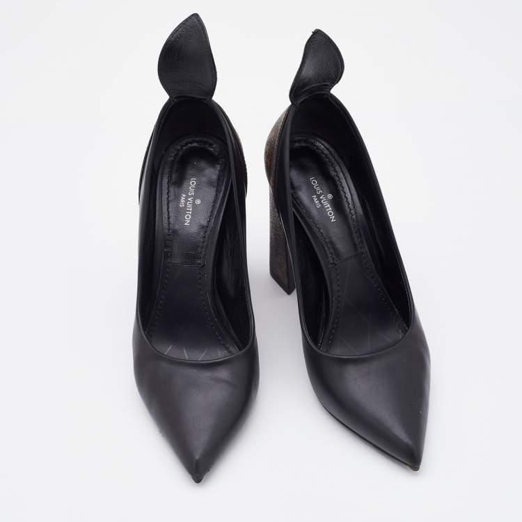مملوكة مسبقًا Louis Vuitton Black Leather and Monogram Canvas Rodeo Queen Pumps Size 36