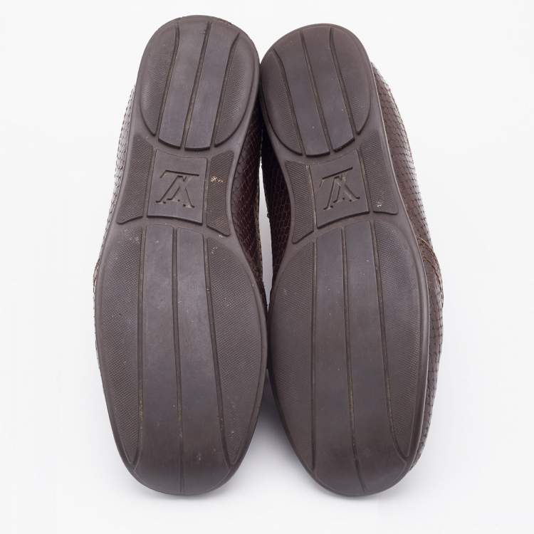 Pre Owned Louis Vuitton Monogram Fabric and Python Embossed Leather Low Top Sneakers Size 37