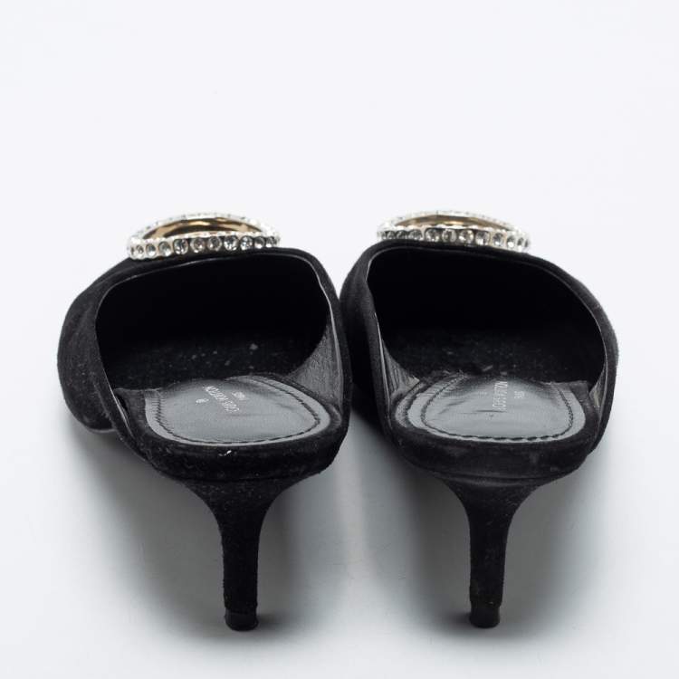 Pre Owned Louis Vuitton Black Suede Madeleine Mules Size 37.5