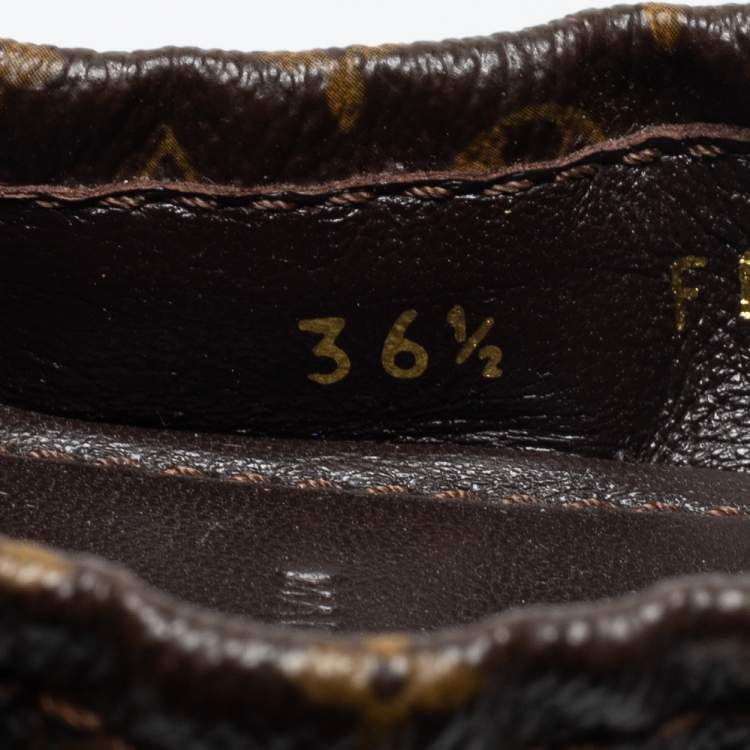 Pre Owned Louis Vuitton Monogram Canvas and Leather Cap-Toe Dice Ballet Flats Size 36.5