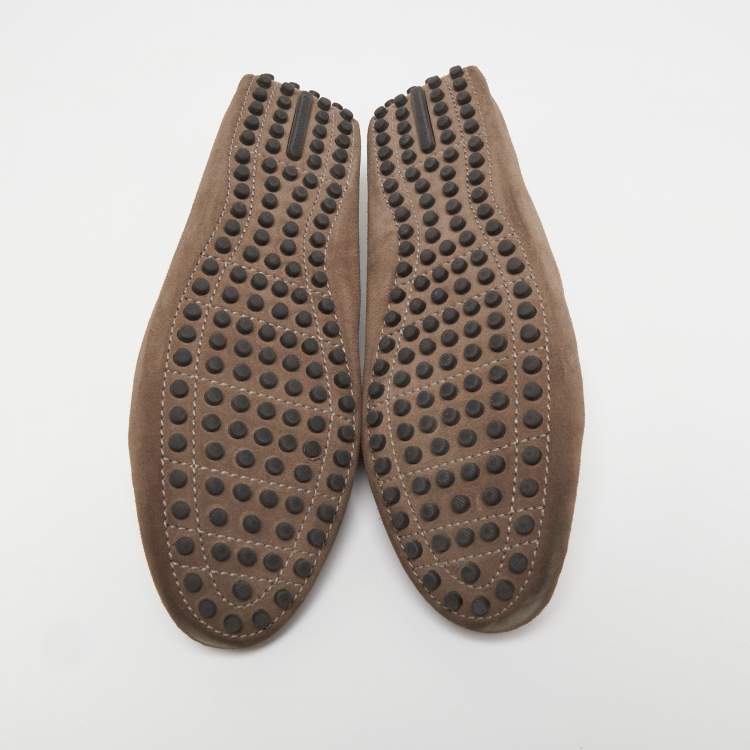 Pre Owned Louis Vuitton Brown Suede Driver Loafers Size 39