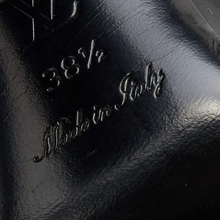 Pre Owned Louis Vuitton Black Suede and Patent Leather Knee Length Boots Size 38.5