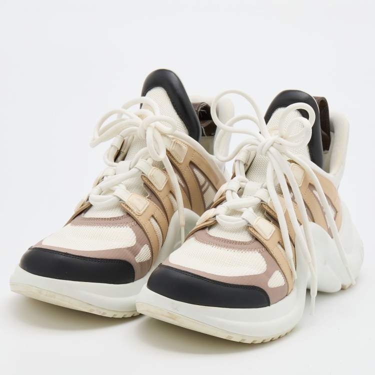 Louis Vuitton Silver/White Leather and Mesh Archlight Sneakers