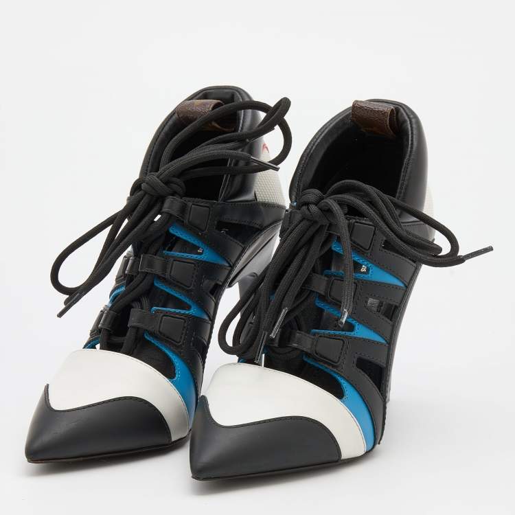 Louis Vuitton Multicolor Leather and Mesh Lace Up Booties Size