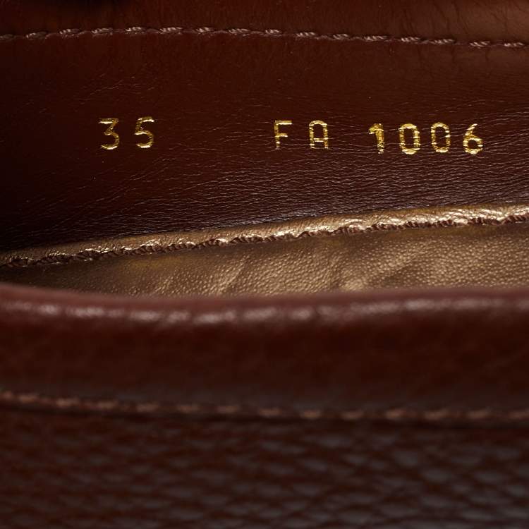 Pre Owned Louis Vuitton Brown Leather Monte Carlo Loafers Size 35
