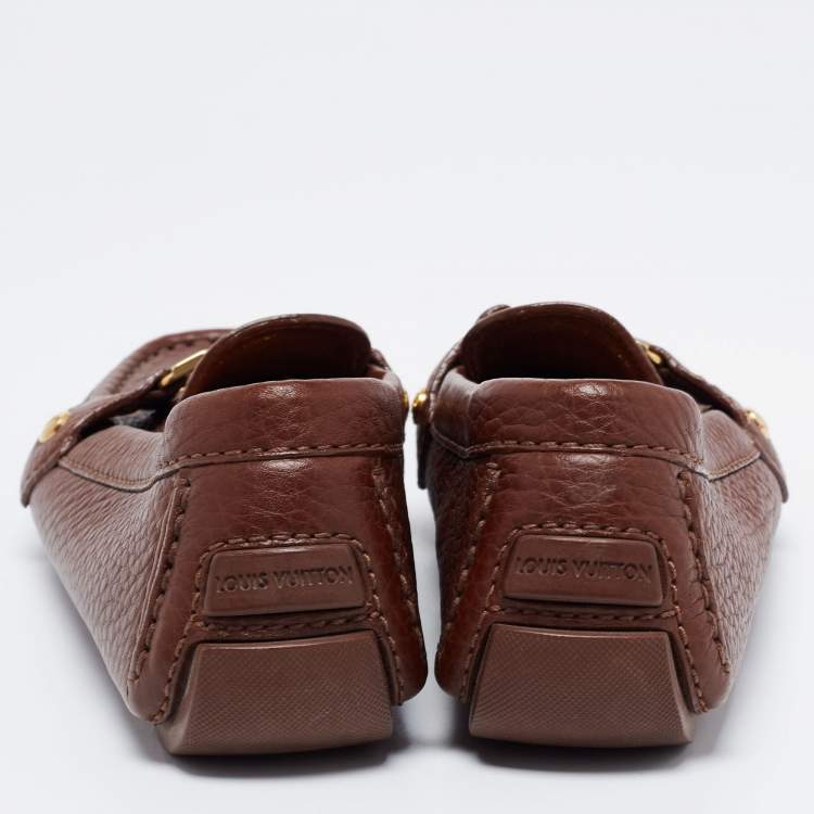 Pre Owned Louis Vuitton Brown Leather Monte Carlo Loafers Size 35