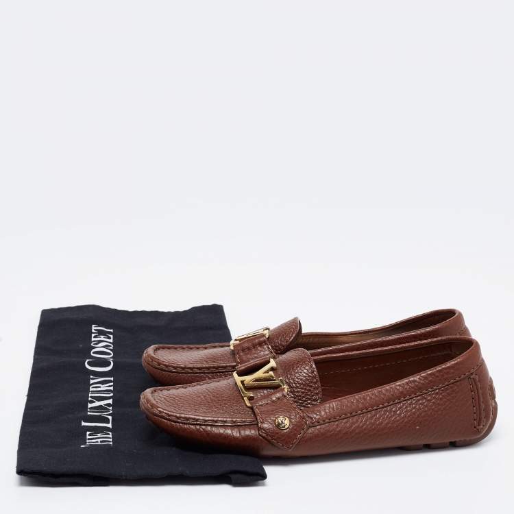 Pre Owned Louis Vuitton Brown Leather Monte Carlo Loafers Size 35