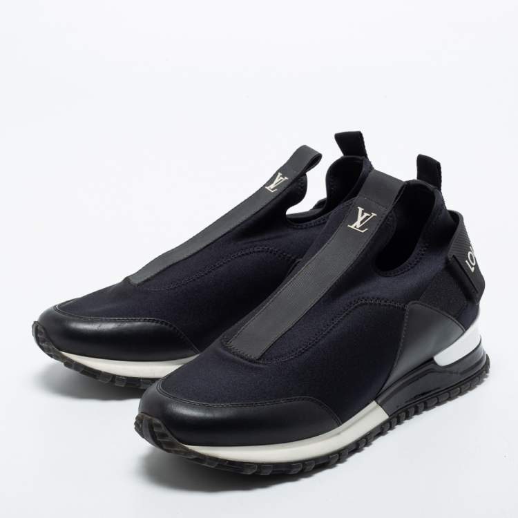 Louis Vuitton Black Neoprene and Leather Run Away Slip On Sneakers
