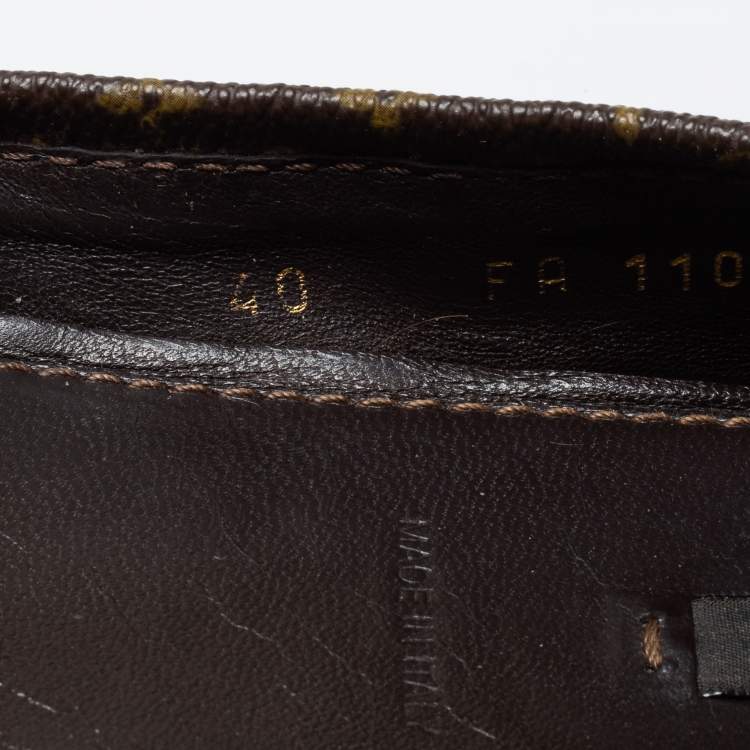 Pre Owned Louis Vuitton Brown Monogram Canvas and Leather Cap Toe Dice Ballet Flats Size 40