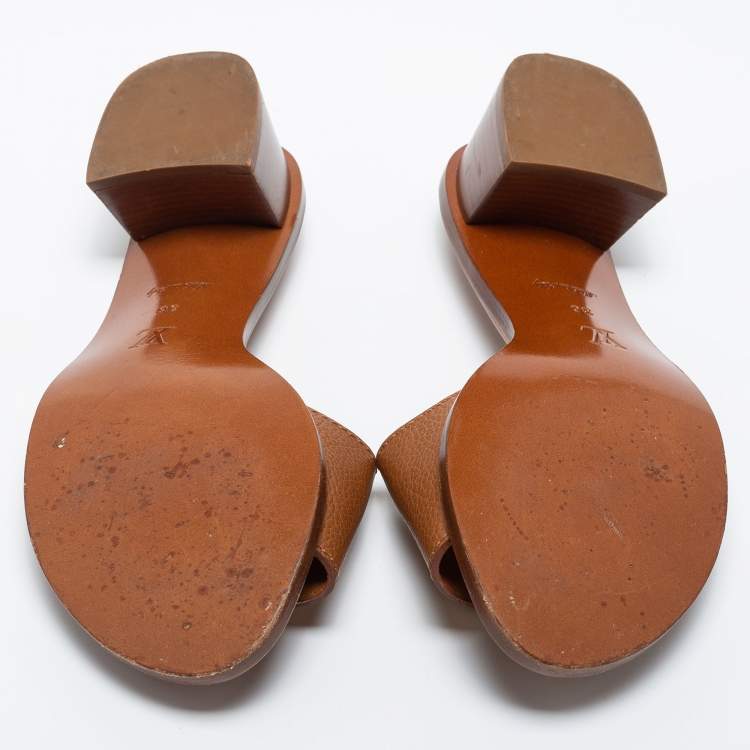 Pre Owned Louis Vuitton Brown Leather Lock It Sandals Size 36