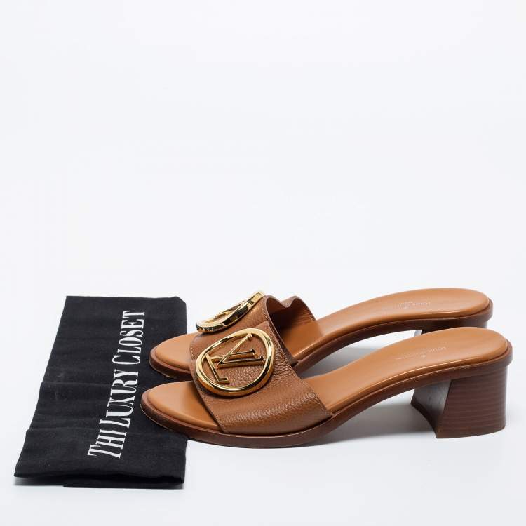 Pre Owned Louis Vuitton Brown Leather Lock It Sandals Size 36