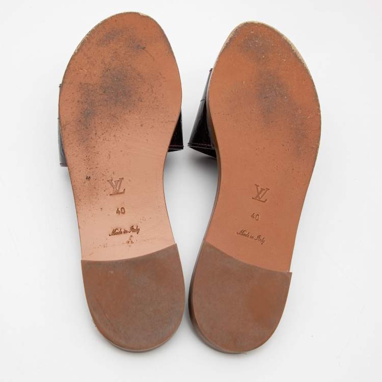 Pre Owned Louis Vuitton Burgundy Patent Leather Lock It  Sandals Size 40