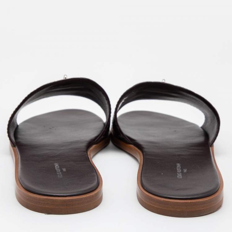 Pre Owned Louis Vuitton Burgundy Patent Leather Lock It  Sandals Size 40