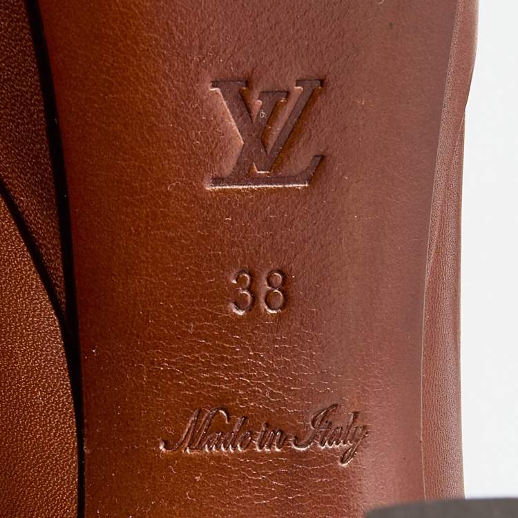 Pre Owned Louis Vuitton Brown Leather Platform Ankle Length Boots Size 38