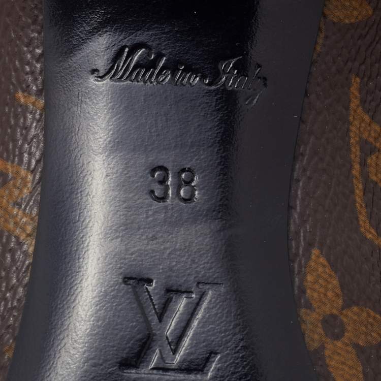 Pre Owned Louis Vuitton Black Monogram Canvas and Patent Leather Pointed Toe Pumps Size 38