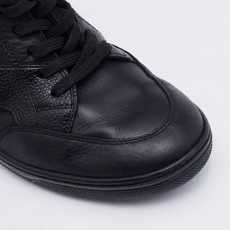 Pre Owned Louis Vuitton Black Monogram Embossed Suede and Leather Cliff Wedge Sneakers Size 41